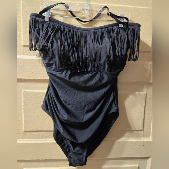 Swimsuits For All Other - Swimsuits For All Tropiculture Fringe Bandeau One Piece Bathing Suit NWT